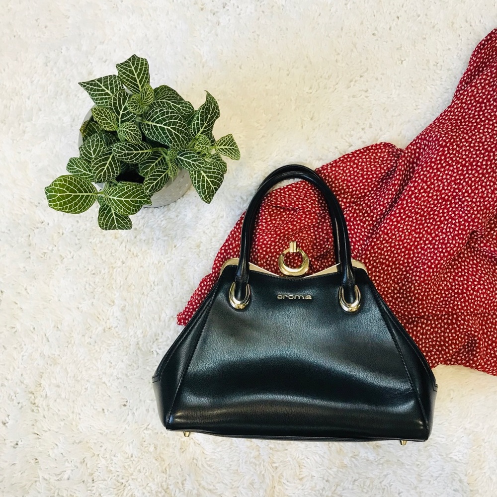 Cromia | Authentic Black Italian Leather Handbag - Picture 1 of 8